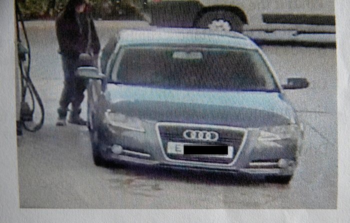 Poor quality image provided by VARS Technology showing nothing more than a male person fueling his car